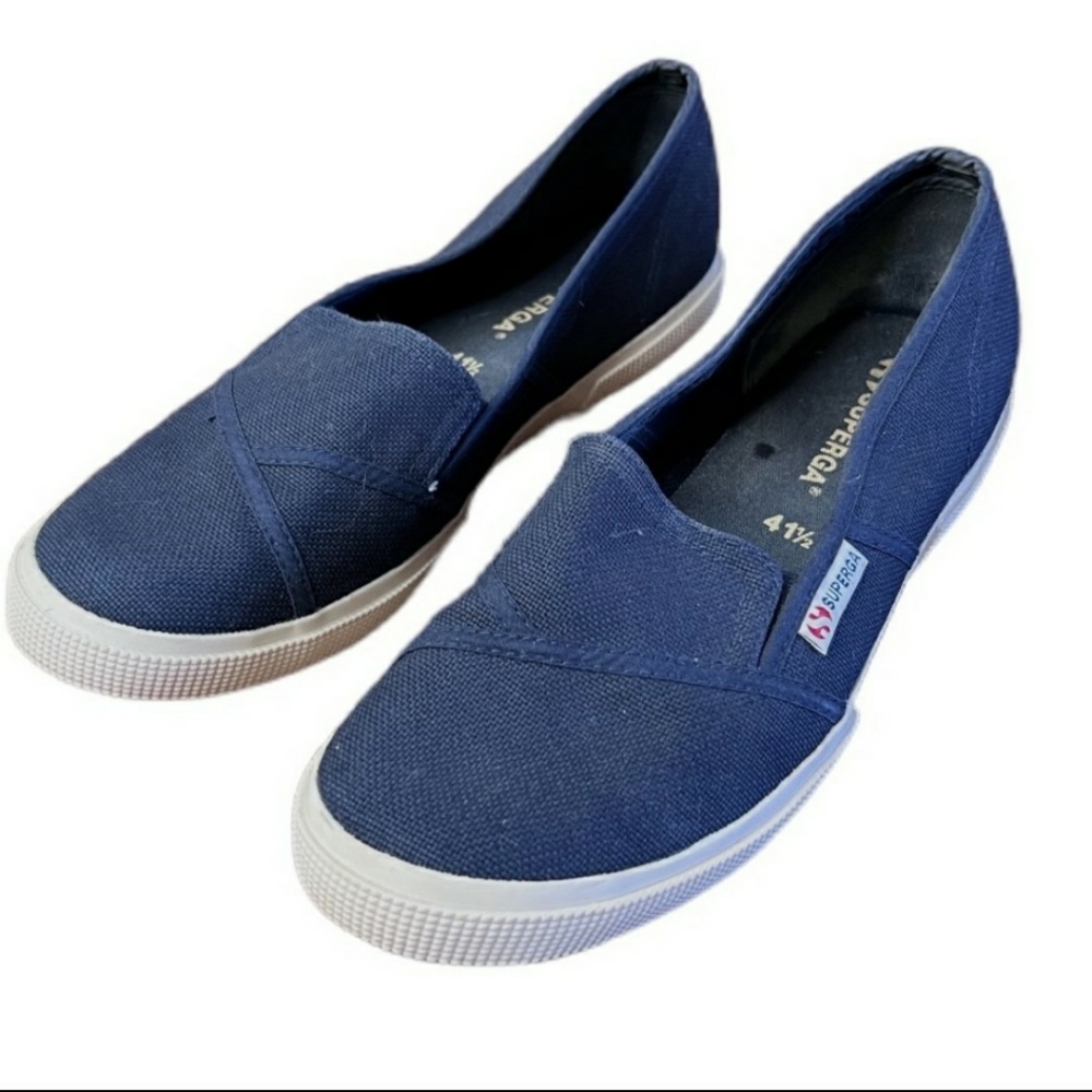 Superga Navy 2210 Cotu Slip on sneaker Size 10. Gently worn. Very good condition